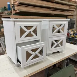 Mirrored bedside tables with drawers