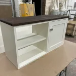 Solid Oak Top Floating TV Unit – White