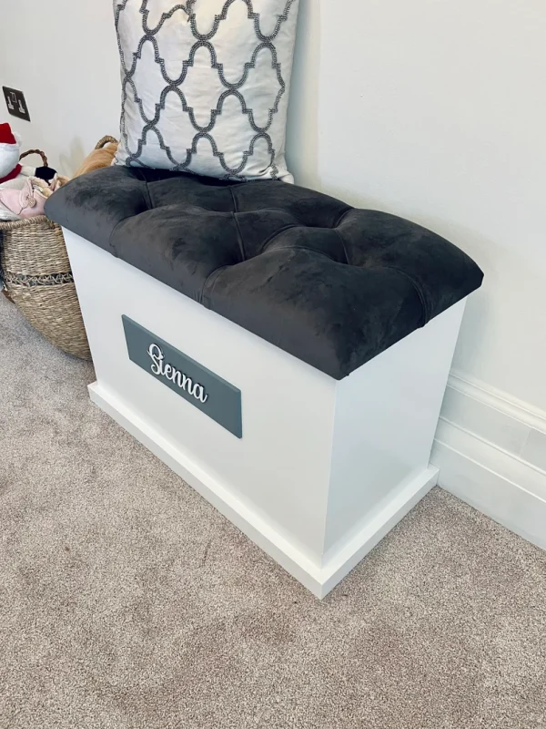 Stylish Wooden Storage Ottoman with Faux Suede Lid