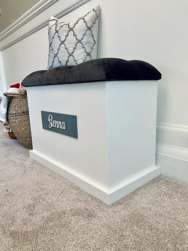 Stylish Wooden Storage Ottoman with Faux Suede Lid
