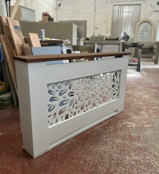 Floral Design Radiator Cover - Dark Oak Top