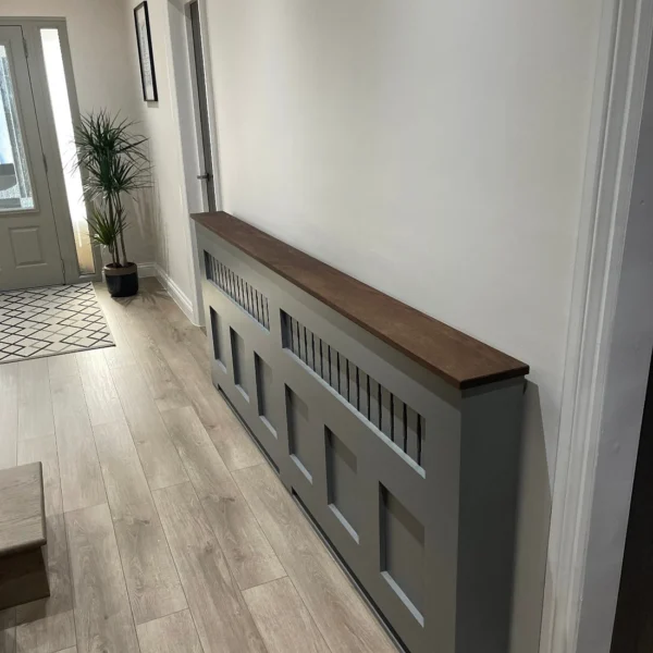 Rustic Oak Radiator Cover with Elegant Panel Design