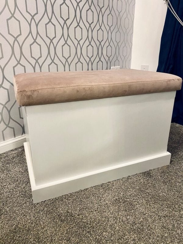 Faux Suede Flat Lid Storage Ottoman
