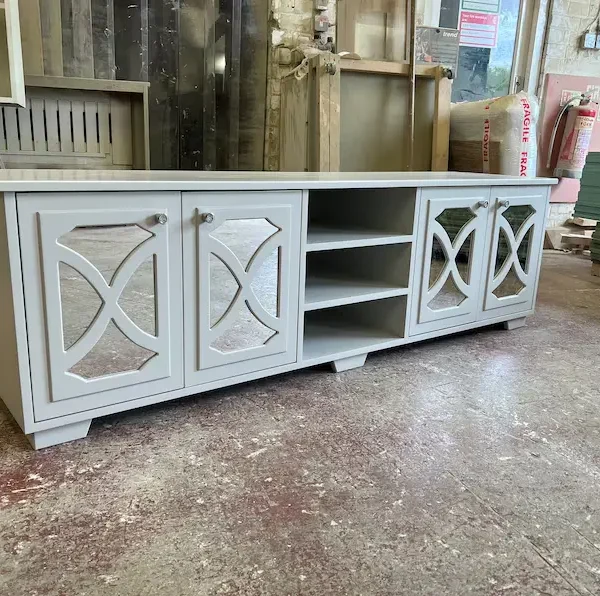 Open Centre Mirrored TV Stand and Sideboard