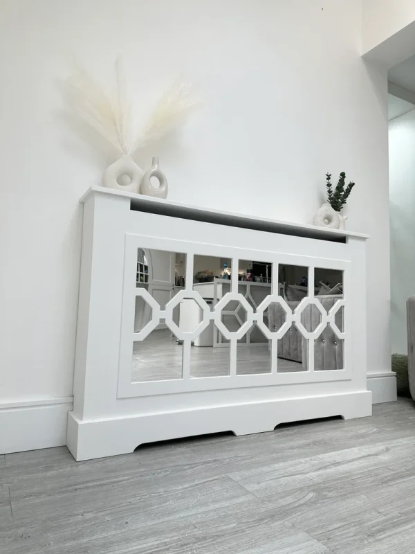 White Poppy Mirrored Radiator Cover
