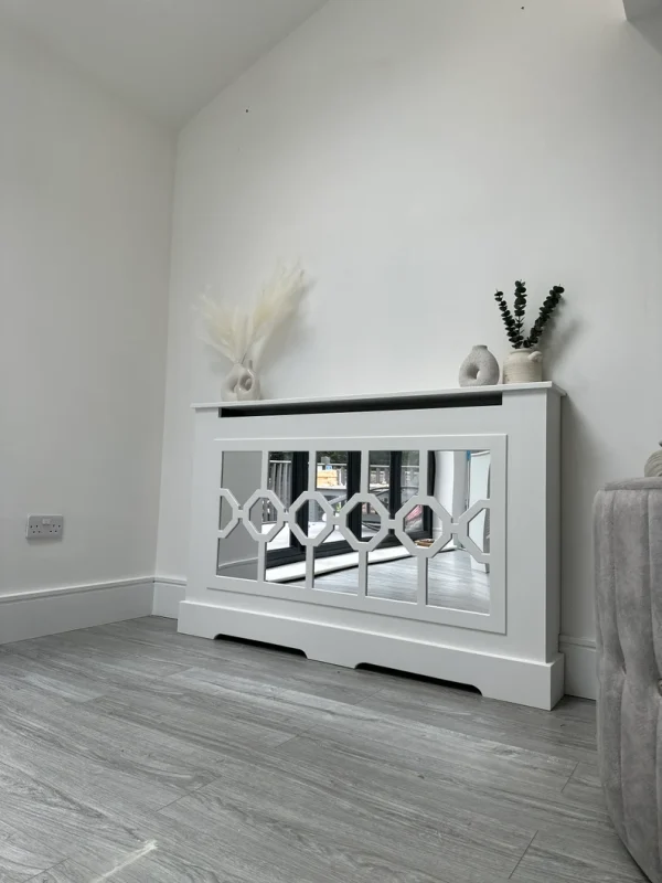 White Poppy Mirrored Radiator Cover