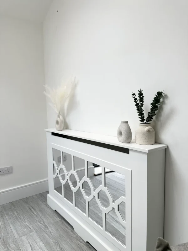White Poppy Mirrored Radiator Cover