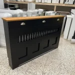 Solid Oak Top Radiator Cover with drawers and panel fretwork – Black