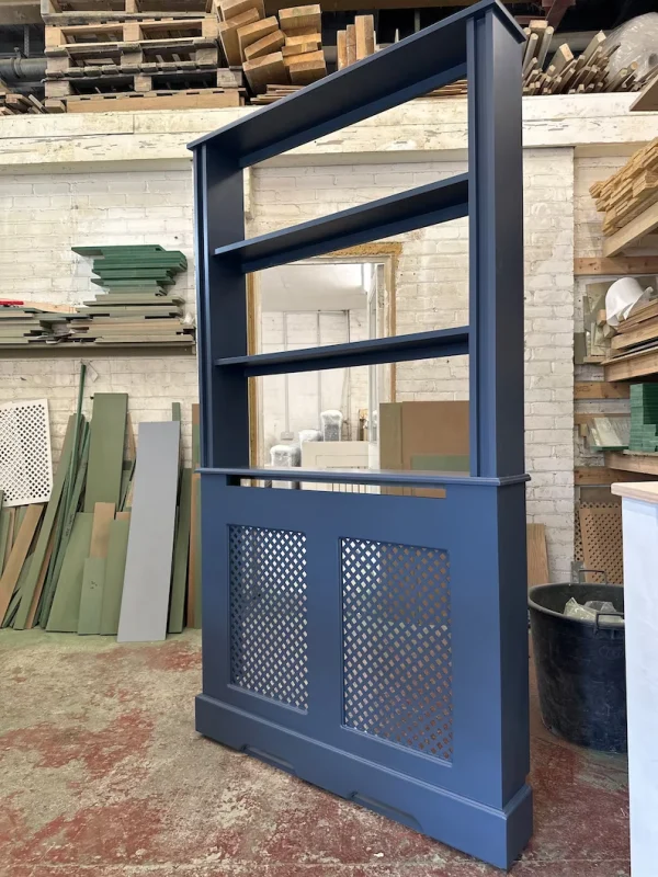 Stiffkey Blue Bookshelf Cover with Regency Fretwork