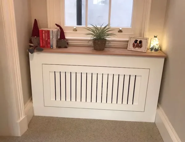 Oak Top Door Front Radiator Cover with Vertical Slats
