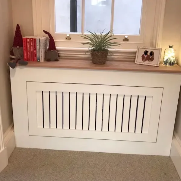 Oak Top Door Front Radiator Cover with Vertical Slats