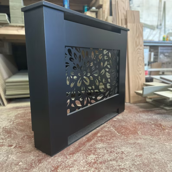 Elegant Black Floral Design Radiator Cover