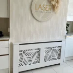 White Radiator Cover with Rainforest Fretwork
