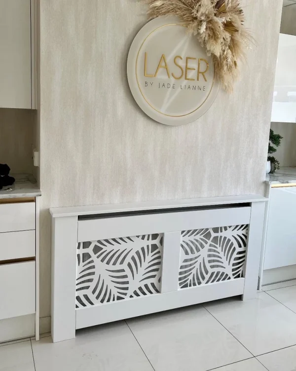 White Rainforest Fretwork Designer Radiator Cover
