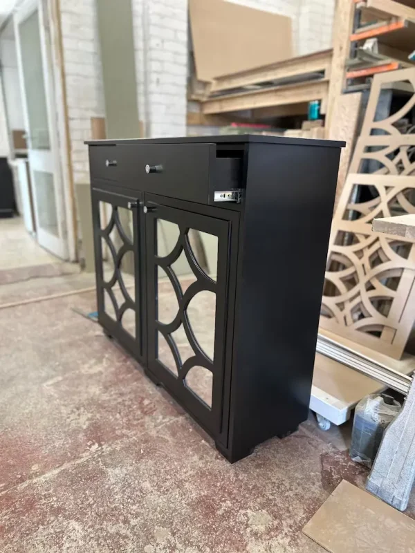 Black Custom TV Cabinet with Integrated Storage