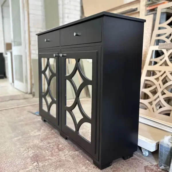 Black Custom TV Cabinet with Integrated Storage