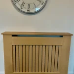 Unpainted Vertical Slat Radiator Cover with a Solid Oak Top