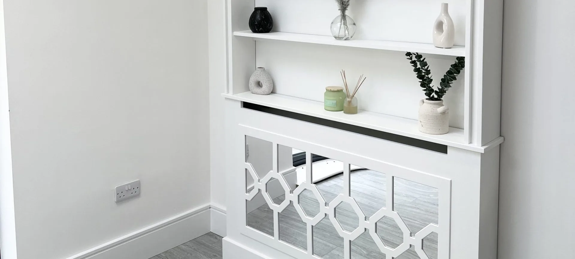 White Poppy Design Bookshelf Radiator Cover