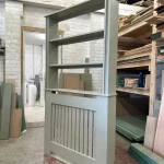French Grey Bookshelf Radiator Cover with Vertical Slat Fretwork