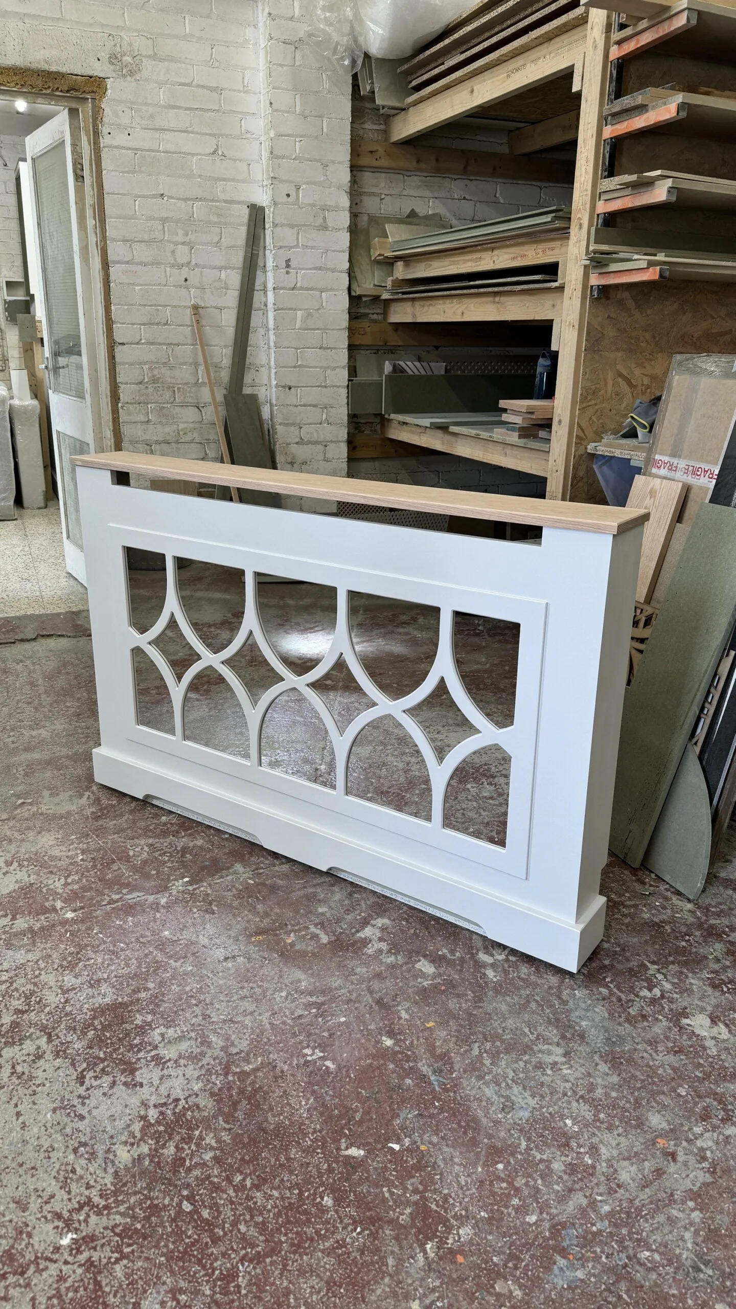 Mirrored Radiator Cover, The Florence, Solid oak top