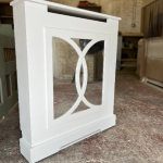 White Mirrored Radiator Cover with Overlap Fretwork