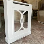 White Mirrored Radiator Cover with Overlap Fretwork