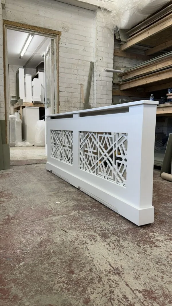 Contemporary White Abstract Mirrored Radiator Cover