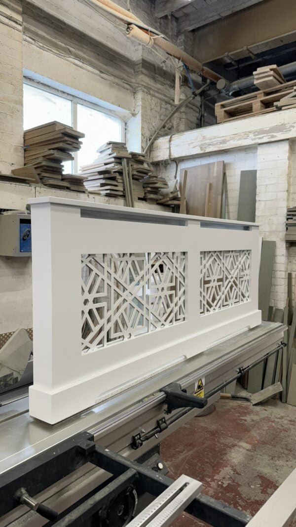 Contemporary White Abstract Mirrored Radiator Cover