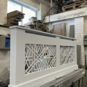 Contemporary White Abstract Mirrored Radiator Cover