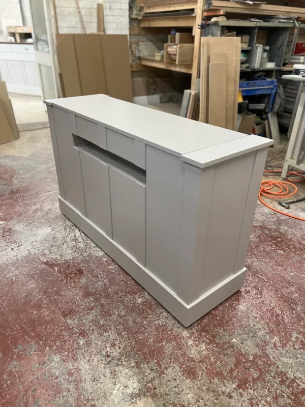 Panelled motorised TV stand with luxury design