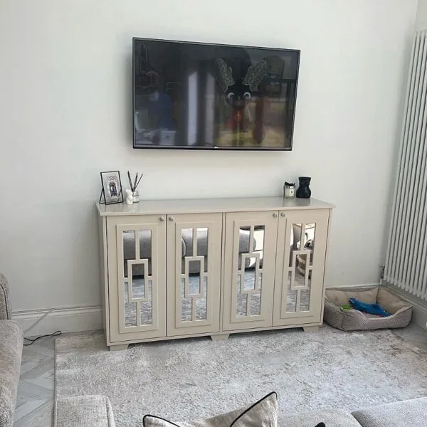 Joas White Mirrored Entertainment Center