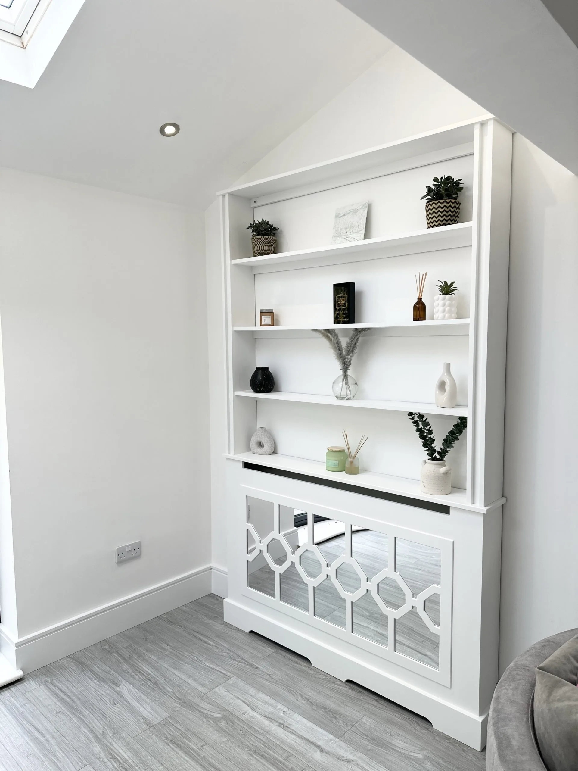 White Poppy Design Bookshelf Radiator Cover