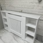 Classic White Radiator Cover with Built-In Side Shelves (Grill Design)