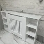 Classic White Radiator Cover with Built-In Side Shelves (Grill Design)