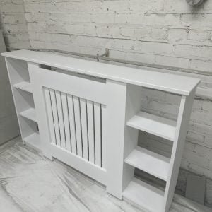 Radiator Cover with side shelves - White