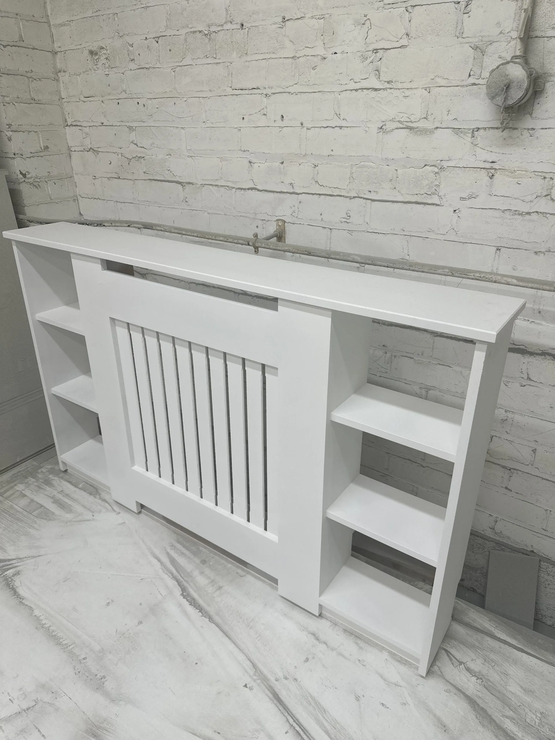 Radiator Cover with side shelves - White