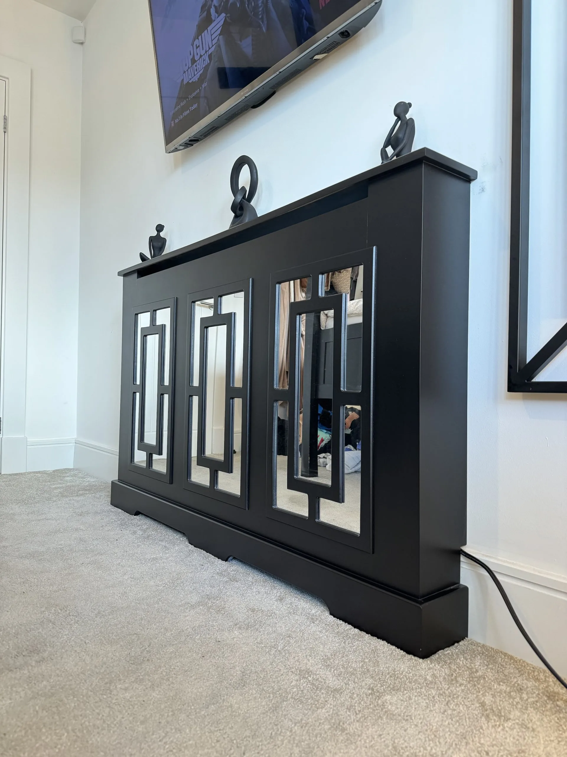 Black Mirrored Radiator Cover Rectangle Design