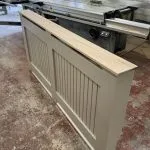 Vertical Slat Radiator Cover with a Solid Oak Top light finish – (image,Oxford stone)