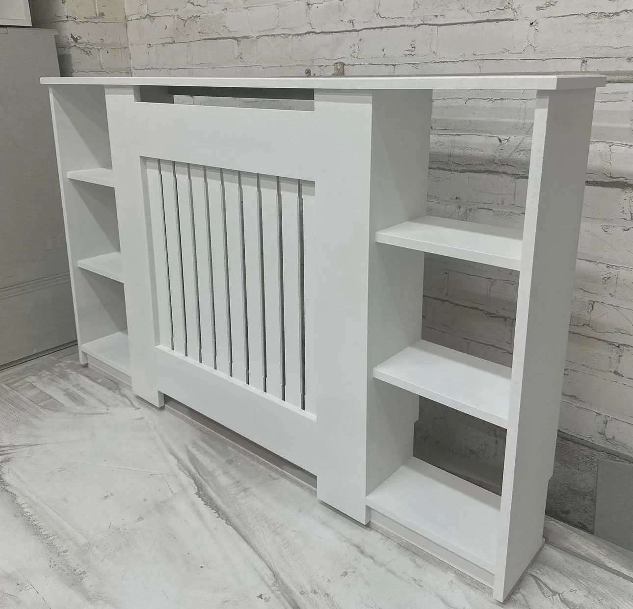 Radiator Cover with side shelves - White