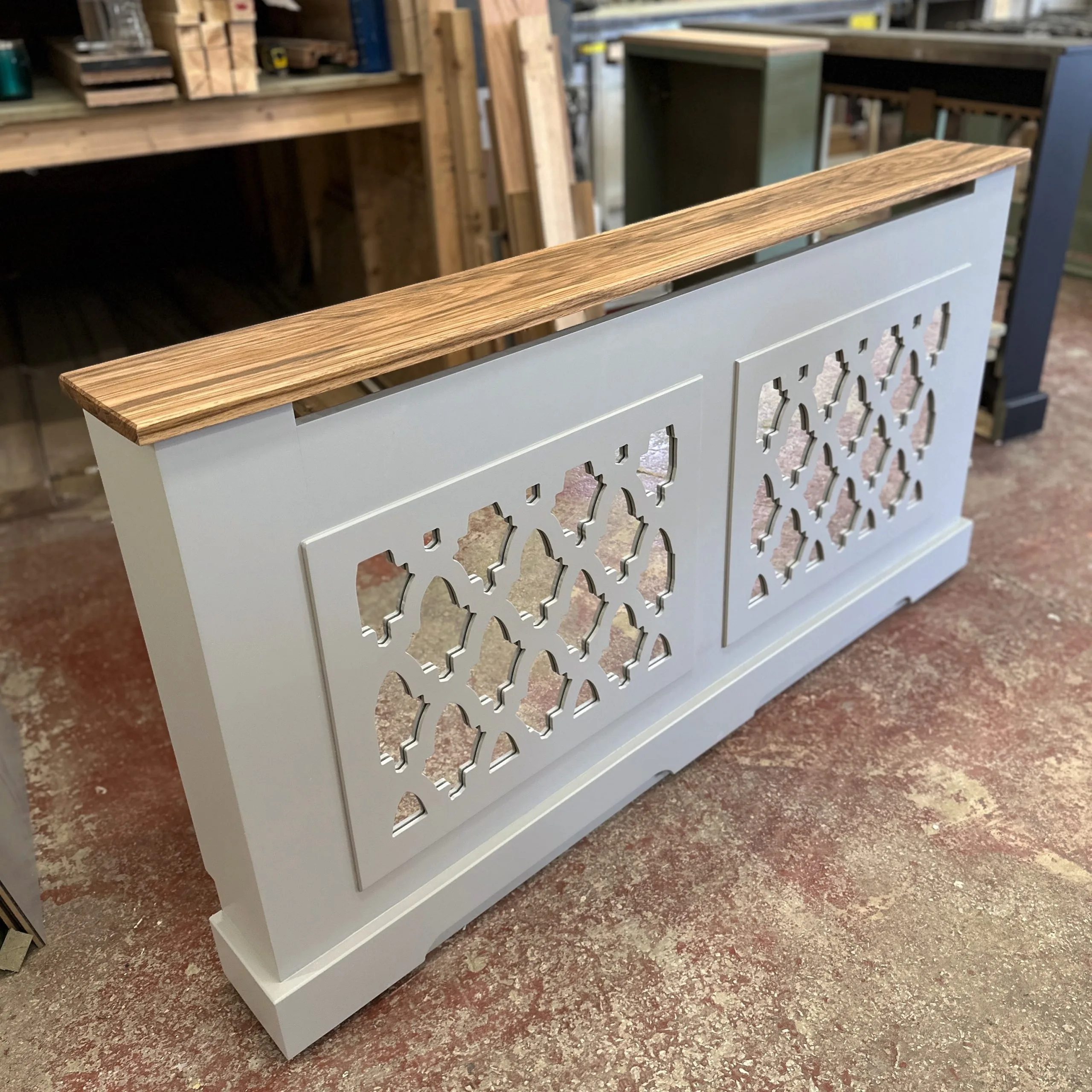 Solid Oak Top Mirrored Radiator Cover