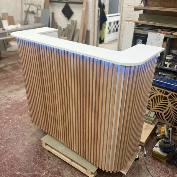 Solid Oak Slat Bespoke Reception Desk