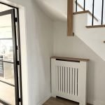 Vertical Slat Radiator Cover with a Solid Oak Top