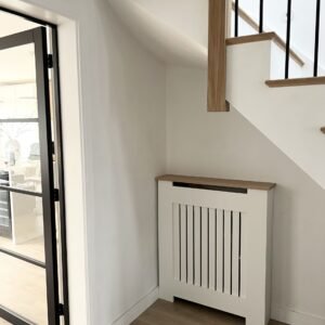 Vertical Slat Radiator Cover with a Solid Oak Top