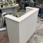 Reeded Bespoke Reception Desk, Farrow & Ball, Skimming stone