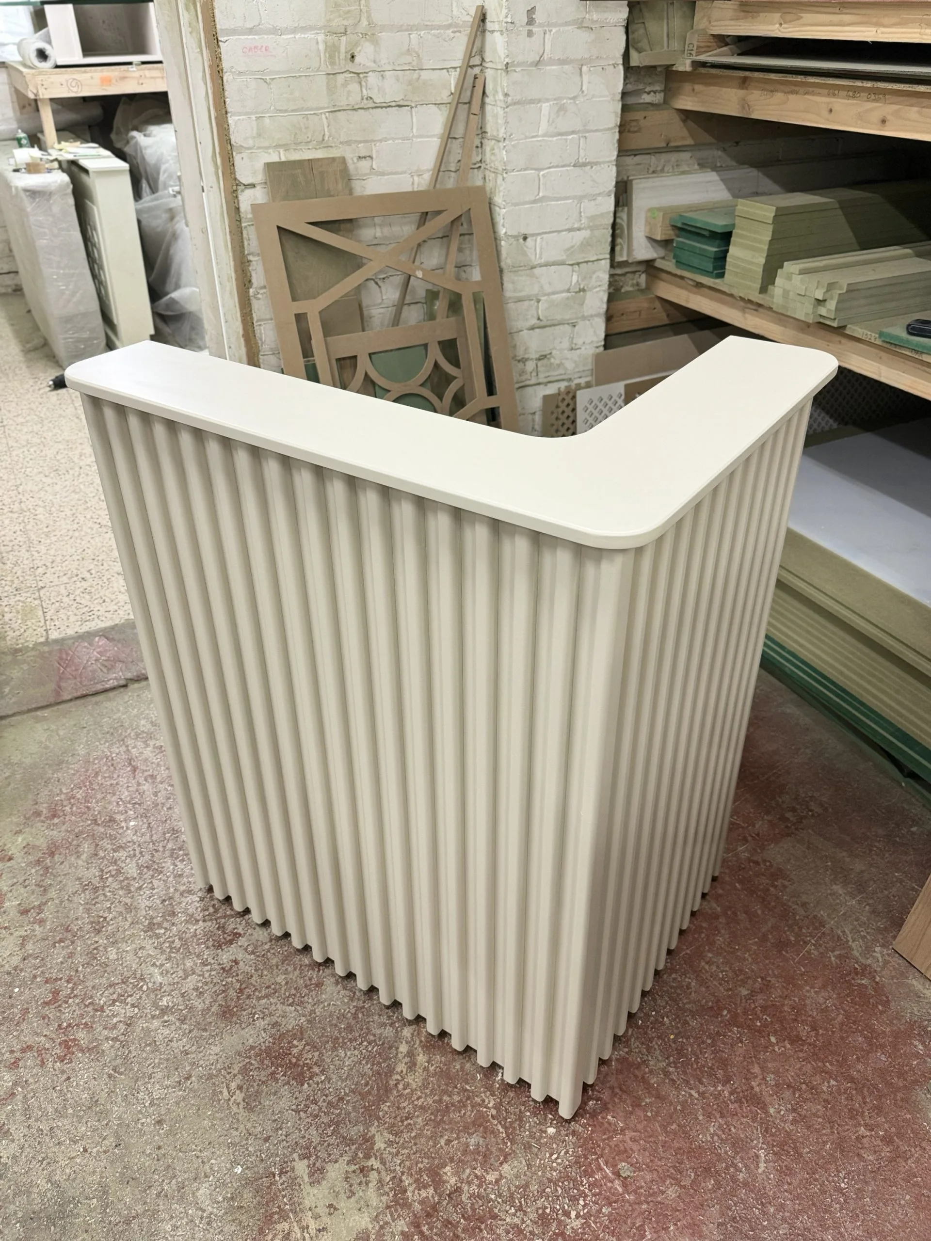 Bespoke Reception Desk, L Shape, Farrow & Ball - Shaded White