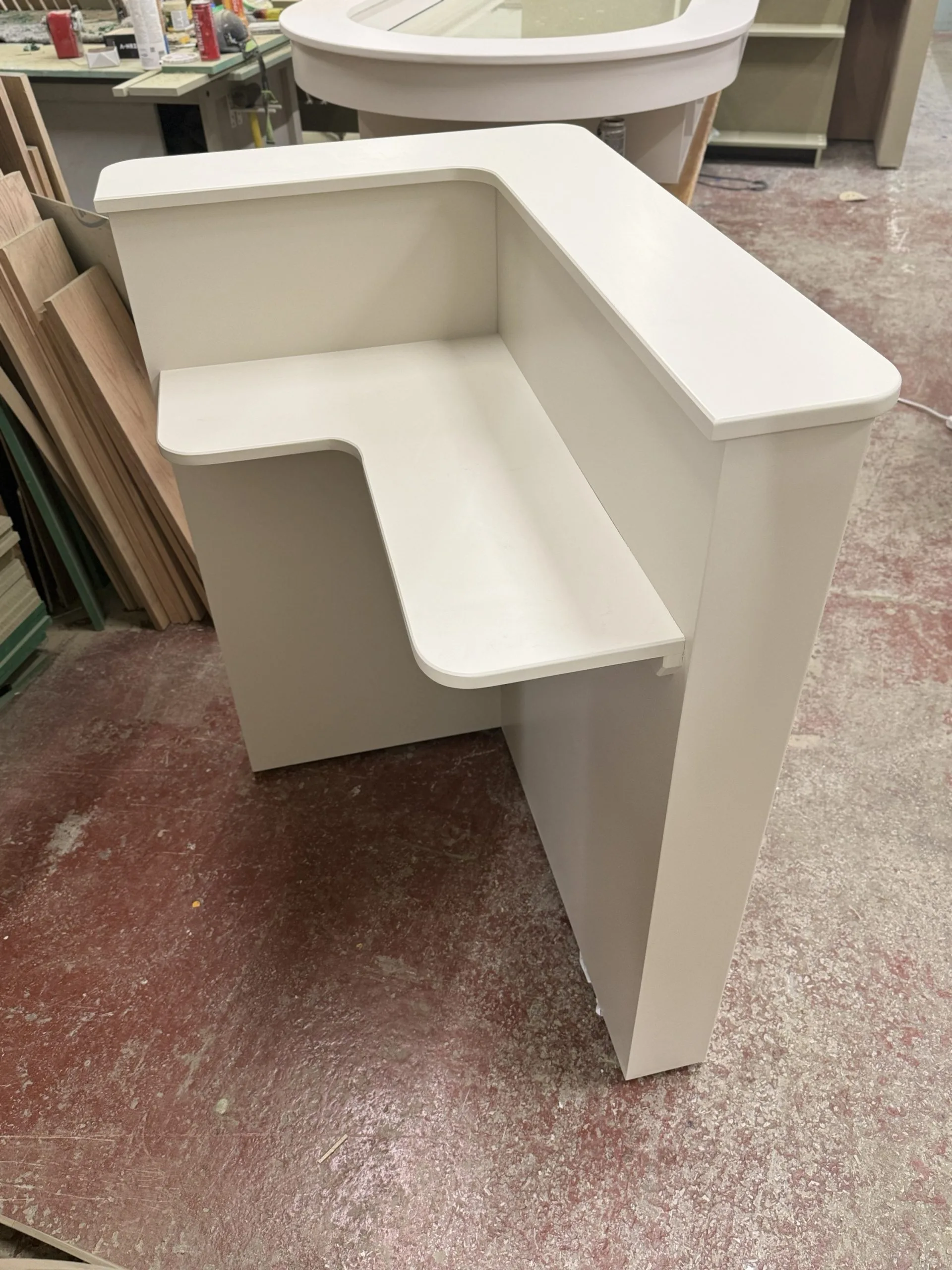 Bespoke Reception Desk, L Shape, Farrow & Ball - Shaded White