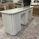 Bespoke nail desk, reeded design two person station, shaded white
