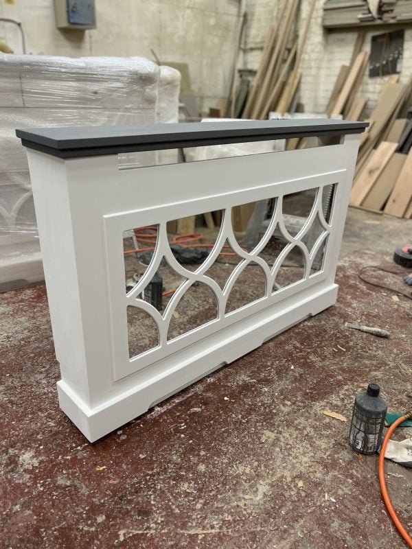 Solid Grey Oak Top Mirrored Radiator Cover