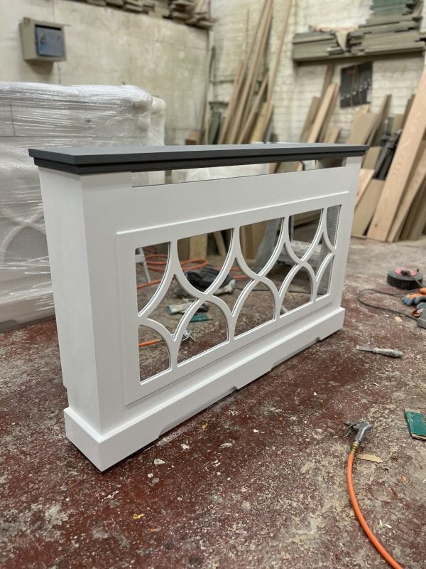 Solid Grey Oak Top Mirrored Radiator Cover