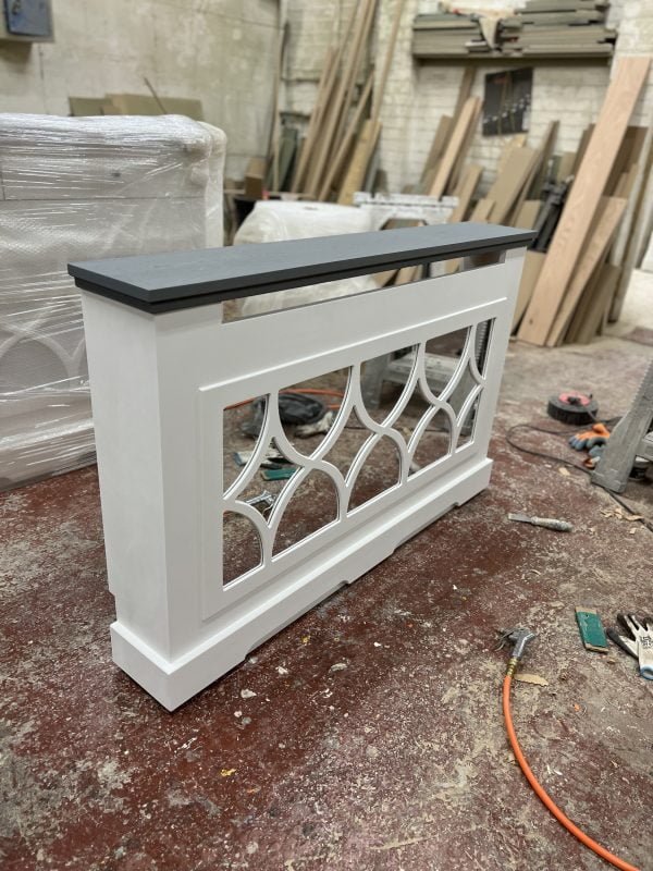 Solid Grey Oak Top Mirrored Radiator Cover